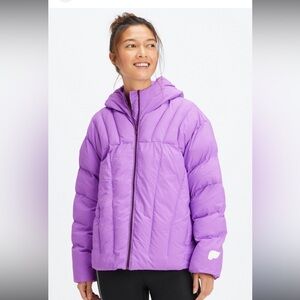 Fabletics Quilted Puffer Jackets Size S Boxy Oversized Purple Full Zip Hooded